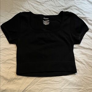 Wild Fable Black Short Sleeve Crop Top
